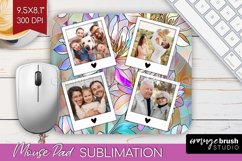 Stained Glass Photo Mouse Pad PNG - Flowers Picture Frame Product Image 1
