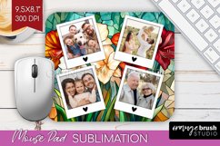 Stained Glass Photo Mouse Pad PNG - Flowers Picture Frame Product Image 1