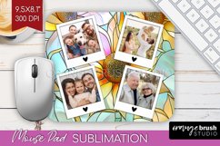 Stained Glass Photo Mouse Pad PNG - Flowers Picture Frame Product Image 1
