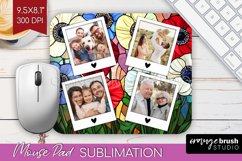 Stained Glass Photo Mouse Pad PNG - Flowers Picture Frame Product Image 1