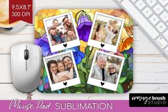 Stained Glass Photo Mouse Pad PNG - Flowers Picture Frame Product Image 1