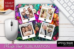 Stained Glass Photo Mouse Pad PNG - Flowers Picture Frame Product Image 1