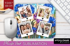 Stained Glass Photo Mouse Pad PNG - Flowers Picture Frame Product Image 1