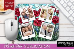 Stained Glass Photo Mouse Pad PNG - Flowers Picture Frame Product Image 1
