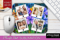 Stained Glass Photo Mouse Pad PNG - Flowers Picture Frame Product Image 1