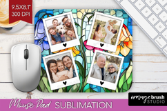 Stained Glass Photo Mouse Pad PNG - Flowers Picture Frame Product Image 1