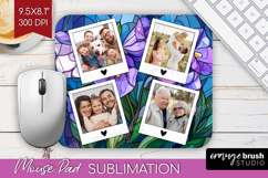 Stained Glass Photo Mouse Pad PNG - Flowers Picture Frame Product Image 1
