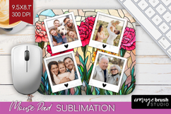 Stained Glass Photo Mouse Pad PNG - Flowers Picture Frame Product Image 1