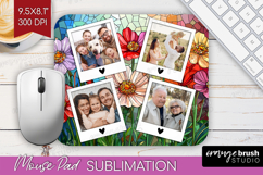 Stained Glass Photo Mouse Pad PNG - Flowers Picture Frame Product Image 1