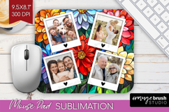Stained Glass Photo Mouse Pad PNG - Flowers Picture Frame Product Image 1