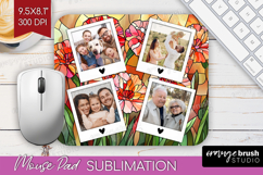 Stained Glass Photo Mouse Pad PNG - Flowers Picture Frame Product Image 1