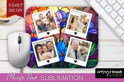 Stained Glass Photo Mouse Pad PNG - Flowers Picture Frame Product Image 1