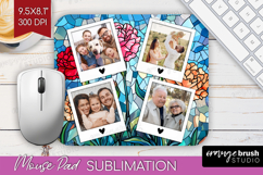 Stained Glass Photo Mouse Pad PNG - Flowers Picture Frame Product Image 1