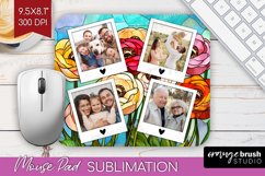 Stained Glass Photo Mouse Pad PNG - Flowers Picture Frame Product Image 1