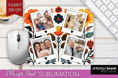 Folk Flowers Photo Mouse Pad PNG - Floral Picture Frame Pad Product Image 1