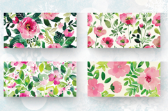 Pink &amp; Green Watercolor Flowers Mug Wrap Sublimation Designs Product Image 2