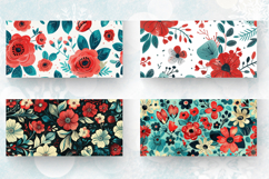 Red &amp; Teal Flowers Mug Wrap Sublimation Designs Product Image 2