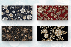 Luxury Embroidered Pearls Floral Mug Wrap Sublimation Design Product Image 2