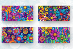 Rainbow Hippie Flowers Mug Wrap Sublimation Designs Product Image 2