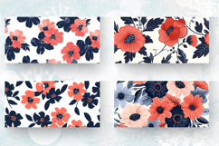 Coral &amp; Navy Flowers Mug Wrap Sublimation Designs Product Image 2