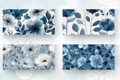 Dusty Blue Flowers Mug Wrap Sublimation Designs Product Image 2