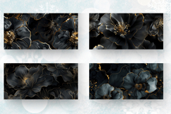 Luxury Black Alcohol Ink Flowers Mug Wrap Sublimation Design Product Image 2
