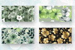 Green &amp; Grey Flowers Mug Wrap Sublimation Designs Product Image 2