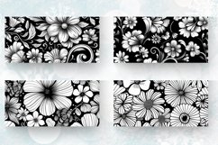 Black and White Floral Mug wrap Sublimation Designs Product Image 2