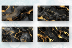Black &amp; Gold Alcohol Ink Mug Wrap Sublimation Designs Product Image 2