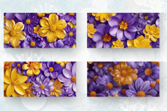 Purple &amp; Yellow 3D Flowers Mug Wrap Sublimation Designs Product Image 2