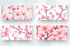 Cute Pink Cherry Blossoms Floral Mug Wrap Sublimation Design Product Image 2