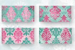 Pink &amp; Teal Damask Mug Wrap Sublimation Designs Product Image 2