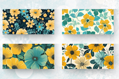 Yellow Teal Flowers Mug Wrap Sublimation Designs Product Image 2