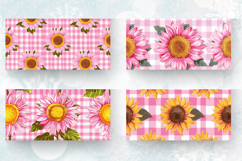 Pink Gingham Sunflowers Mug Wrap Sublimation Designs Product Image 2
