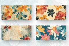 Retro Grunge Paint Flowers Mug Wrap Sublimation Designs Product Image 2
