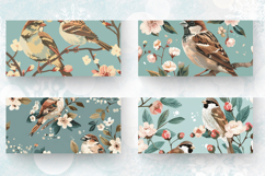 Cute Floral Sparrow Mug Wrap Sublimation Designs Product Image 2