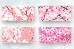 Pink Sakura Flowers Plaid Mug Wrap Sublimation Designs Product Image 2