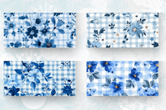 Blue Gingham Winter Flowers Mug Wrap Sublimation Designs Product Image 2