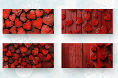Red Wooden Hearts Mug Wrap Sublimation Designs Product Image 2