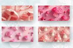 Pink 3D Mushrooms Mug Wrap Sublimation Designs Product Image 2