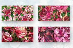 Stained Glass Pink Rose Mug Wrap Sublimation Designs Product Image 2