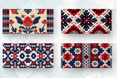 Patriotic Knitted Floral Plaid Mug Wrap Sublimation Designs Product Image 2
