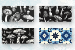 Monochrome Mushrooms Mug Wrap Sublimation Designs Product Image 2
