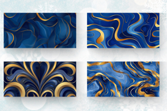 Abstract blue &amp; golden art Mug Wrap Sublimation Designs Product Image 2