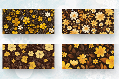 Brown &amp; Yellow Floral Mug Wrap Sublimation Designs Product Image 2