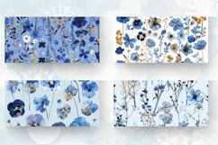 Blue Winter Pressed Flowers Mug Wrap Sublimation Designs Product Image 2