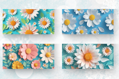 Spring Daisy Paper Craft Flowers Mug Wrap Sublimation Design Product Image 2