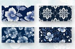 Navy Batik Bloom Mug Wrap Sublimation Designs Product Image 2
