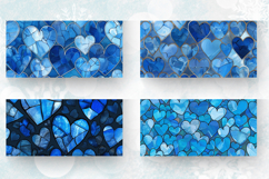 Blue Stained Glass Hearts Mug Wrap Sublimation Designs Product Image 2