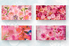 Pink Mixed Media Flowers Mug Wrap Sublimation Designs Product Image 2